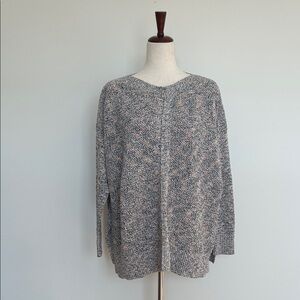 LOFT Heathered Gray and Blush Cotton Blend Sweater Size Medium